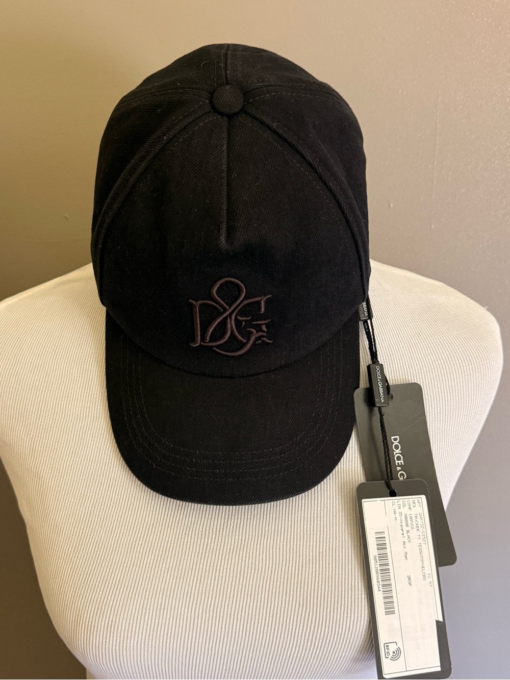 Dolce & Gabanna Logo Milano Black Cap Hat Sz 57 NWT Made in Italy